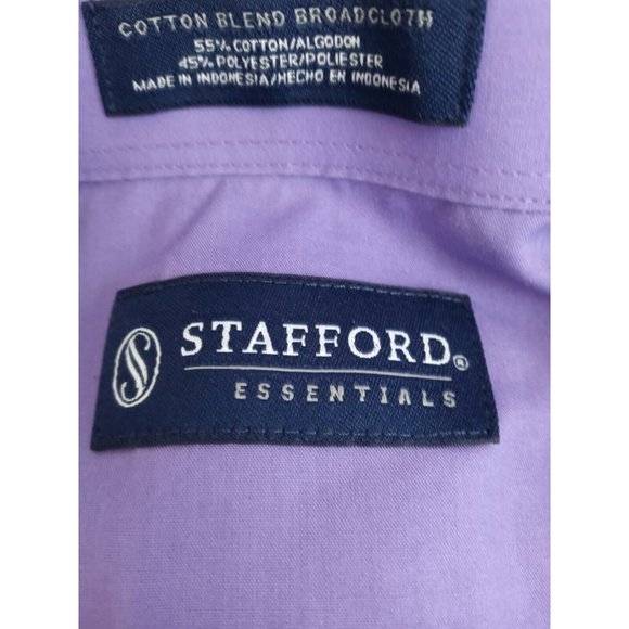Stafford Essentials Cotton Blend Broadcloth Purple Dress Shirt Size 16 Neck XL - Picture 5 of 6